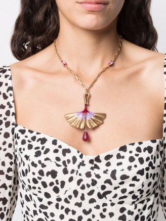 Ports 1961 fan-motif short necklace – vintage style pendant necklaces – women’s retro statement jewellery