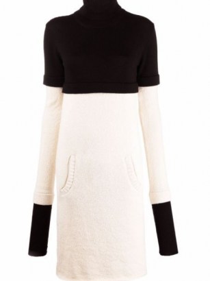 Ports 1961 layered roll-neck jumper dress Black/White ~ monochrome colour block high neck sweater dresses