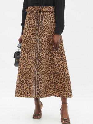 VALENTINO Crepe Couture Animalier-print wool-blend skirt / wild animal print skirts - flipped