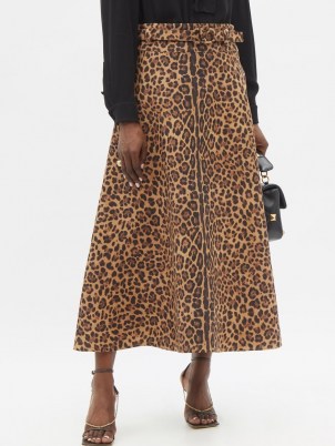 VALENTINO Crepe Couture Animalier-print wool-blend skirt / wild animal print skirts