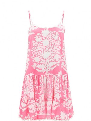 JULIET DUNN Pink scalloped floral-print cotton-voile mini dress | womens skinny strap summer dresses
