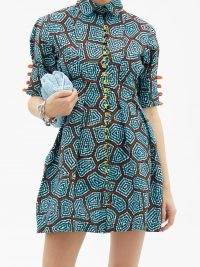 LISA FOLAWIYO Sere Ankara-print cotton mini dress ~ fit and flare shirt dresses