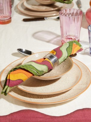 SUMMERILL & BISHOP Set of four Rainbow striped linen napkins ~ colourful dining table accessories
