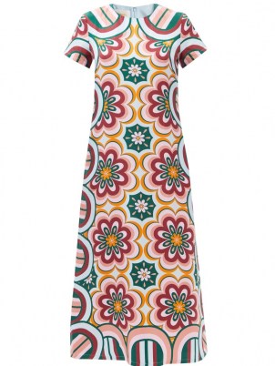 LA DOUBLEJ Swing Ciccio-print silk maxi dress / womens floral dresses / vintage inspired kaleidoscopic prints - flipped