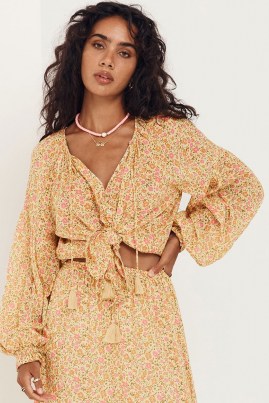 SPELL RAE BLOUSE Daisy Yellow / womens ditsy floral print blouses / boho fashion - flipped