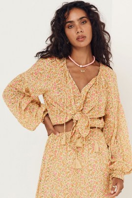 SPELL RAE BLOUSE Daisy Yellow / womens ditsy floral print blouses / boho fashion