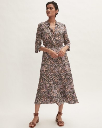 JIGSAW SECRET GARDEN MIDI DRESS / womens floral print flared skirt dresses - flipped