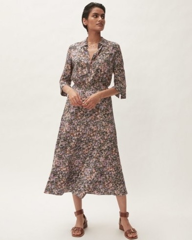 JIGSAW SECRET GARDEN MIDI DRESS / womens floral print flared skirt dresses