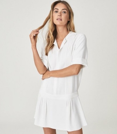 REISS RAY DROP WAIST MINI DRESS WHITE ~ chic summer dresses