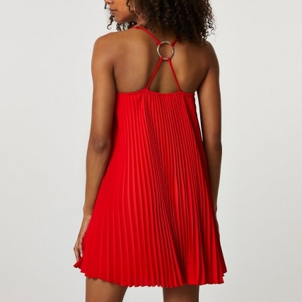 River Island Red pleated slip dress | strappy back cami dresses
