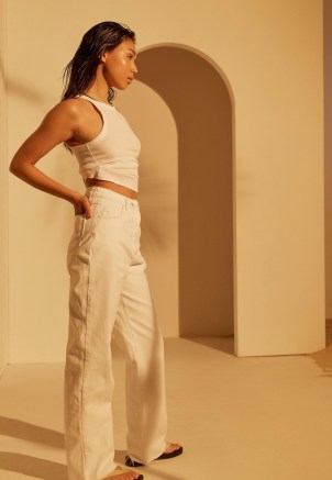 Missguided re_styld white highwaisted ripped straight leg jeans | women’s summer denim made with organic cotton - flipped