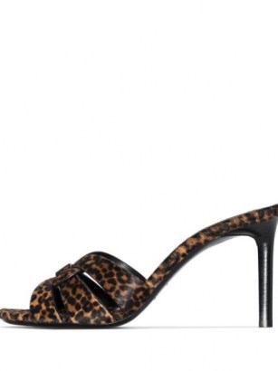 Saint Laurent leopard print Tirbute 85mm sandals / glamorous animal print mules - flipped