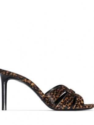 Saint Laurent leopard print Tirbute 85mm sandals / glamorous animal print mules