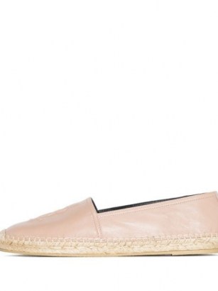 Saint Laurent nude pink logo-embossed leather espadrilles ~ luxe espadrille flats - flipped