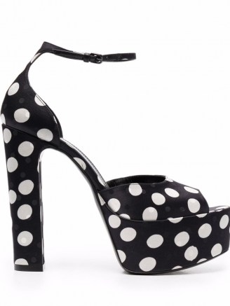 Saint Laurent polka-dot open-toe sandals | retro platforms | 70s style vintage high platform shoes