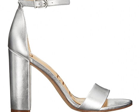 Sam Edelman Yaro Ankle Strap Sandal Heel Silver – metallic sandals - flipped