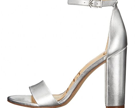 Sam Edelman Yaro Ankle Strap Sandal Heel Silver – metallic sandals