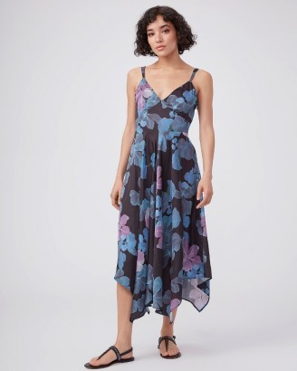 PAIGE Sardinia Dress – Black Multi | floral handkerchief hem summer dresses