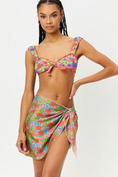 Frankies Bikinis Sassy Sarong Wrap Groovy – retro floral print sarongs – beachwear – pool cover up