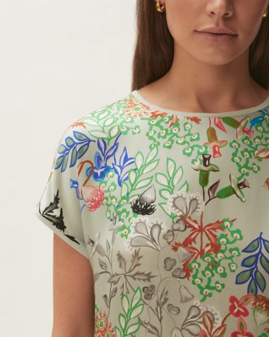 JIGSAW SILK FRONT SECRET GARDEN TEE / women’s feminine print tops / womens luxe style t-shirts / floral prints - flipped