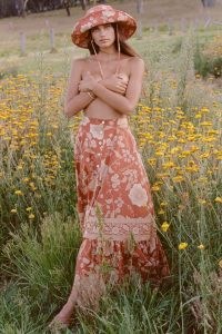 SPELL SLOAN MAXI SKIRT Ochre / womens floaty boho floral skirts / women’s organic summer cotton fashion