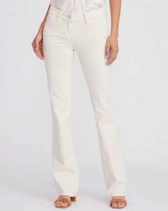 PAIGE Sloane – White Sands | women’s low rise boot cut jeans | summer denim - flipped