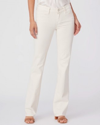 PAIGE Sloane – White Sands | women’s low rise boot cut jeans | summer denim