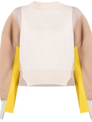 Stella McCartney colour-block knitted jumper | wornen’s drop shoulder side slit colourblock jumpers - flipped