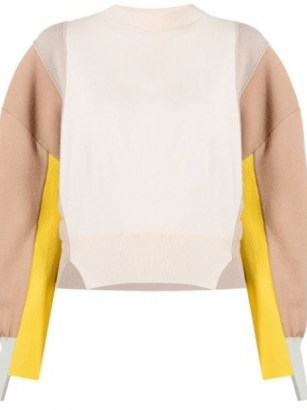 Stella McCartney colour-block knitted jumper | wornen’s drop shoulder side slit colourblock jumpers