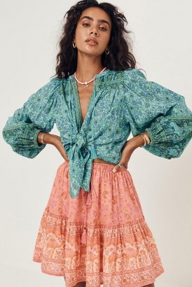 SPELL DESIGNS SUNDOWN MINI SKIRT Apricot | womens floral organic cotton skirts | boho summer fashion