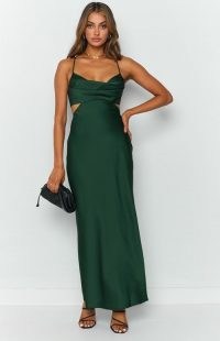 BEGINNING BOUTIQUE Taleah Cut Out Maxi Dress ~ glamorous green evening dresses ~ womens party fashion ~ going out glamour