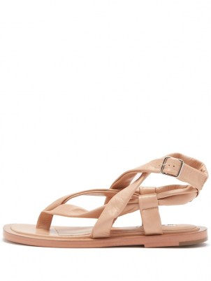 JIL SANDER Crossover-strap leather sandals / luxe strappy summer flats - flipped