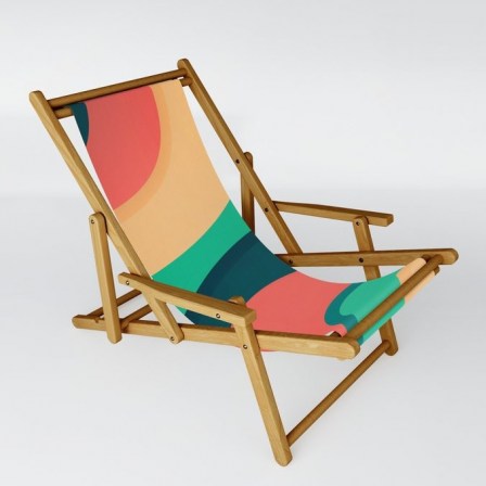 DistinctyDesign The river, abstract painting Sling Chair ~ contemporary deck chairs ~ stylish wood frame outdoor seating ~ garden furniture