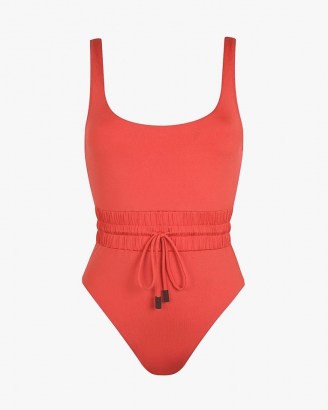 les girls les boys track swimsuit lipstick ~ women’s swimsuits ~ ruched drawcord elasticated waistband ~ scoop neckl - flipped