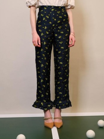 sister jane Flower Match Ruffle Trousers – womens frill trim fashion – ruffled hems