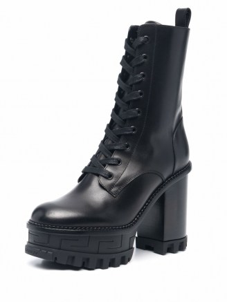 Versace Greca platform boots | women’s black chunky retro boot | vintage style footwear - flipped