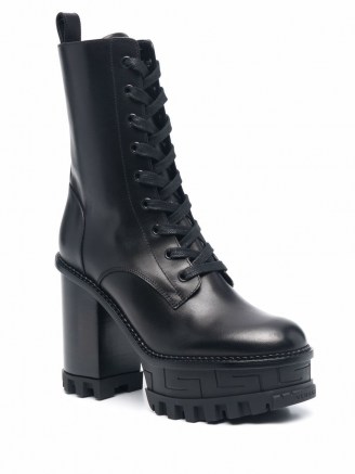 Versace Greca platform boots | women’s black chunky retro boot | vintage style footwear