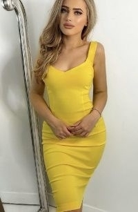 Vesper Azzura Yellow Midi Pencil Dress ~ fitted going out dresses ~ bright evening fashion