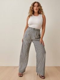 Reformation Vesta Pant in Black and White Check – women’s menswear-inspired fit trousers – oversized leg trouser