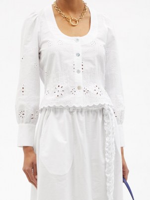 BELIZE Georgina cotton broderie anglaise blouse ~ floral eyelet embroidered blouses ~ womens white cotton summer tops