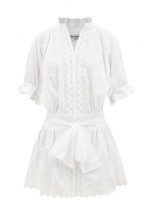 JULIET DUNN Ric rac-trimmed cotton mini shirt dress | womens romantic white summer dresses