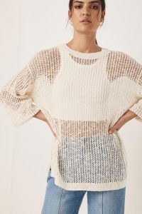 SPELL DESIGNS WILLOW OVERSIZED JUMPER Cream | womens sheer slouchy jumpers | women’s neutral relaxed fit sweater | luxe style knitwear