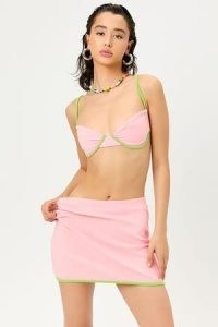 FRANKIES BIKINIS WINDWARD TERRY SKIRT SUMMER MELON ~ pink summer mini skirts ~ women’s beachwear ~ beach bar cover up