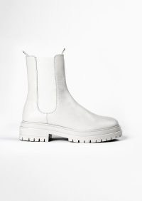 TONY BIANCO Wolfe Milk Capretto Ankle Boots ~ white leather chunky sole chelsea boot