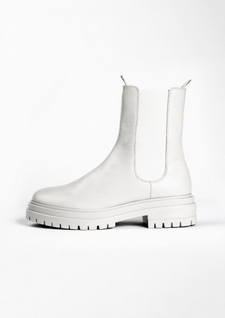 TONY BIANCO Wolfe Milk Capretto Ankle Boots ~ white leather chunky sole chelsea boot - flipped