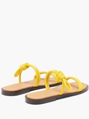 LOEWE Flamenco knotted yellow leather flat sandals - flipped