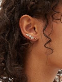 NADINE AYSOY Catena Illusion diamond & 18kt gold ear cuffs ~ womens fine jewellery