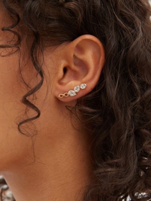 NADINE AYSOY Catena Illusion diamond & 18kt gold ear cuffs ~ womens fine jewellery - flipped