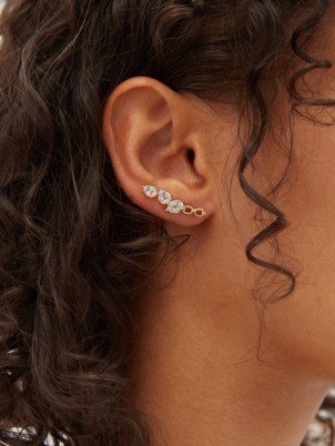 NADINE AYSOY Catena Illusion diamond & 18kt gold ear cuffs ~ womens fine jewellery