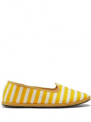 VIBI VENEZIA Gondola striped canvas flats / women’s yellow and white stripe flat summer shoes